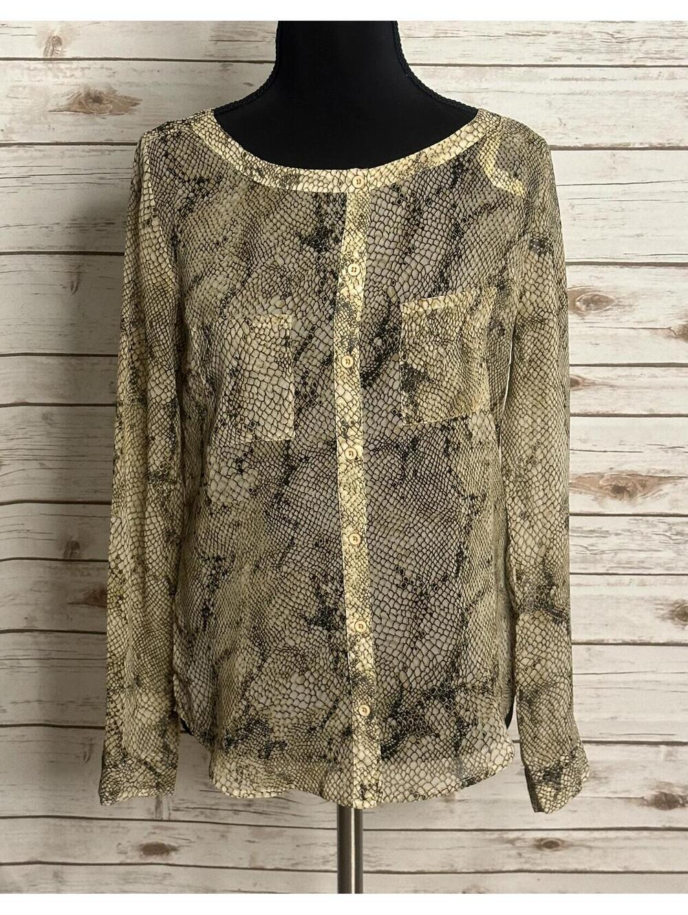 Urban Outfitters Ecote silk blouse Size XS snakeprint long sleeve button-up